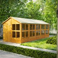Power Apex Potting Shed 20' x 8' - Double Doors in Natural Timber