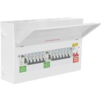 Axiom Metal Type A Dual RCD + 10 MCBs and SPD Consumer Unit 10 Way