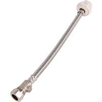 Fluidmaster Click Seal Flexible Hose Connector 15mm x 1/2" Isolating valve. 300mm in Chrome Brass