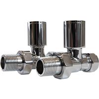 Made4Trade Modern Towel Radiator Valve Straight (2 Pack) in Chrome Brass