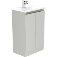 Newland Double Door Slimline Floor Standing Vanity Unit With Basin Pearl 500mm in Grey MFC