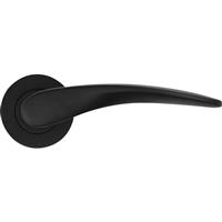 Stanza Merida Lever on Rose Door Handles Matt (Pair) in Black Aluminium