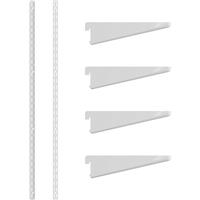 Rothley Twin Slot Shelving Kit 1220mm Uprights (x2) & 120mm Brackets (x4) in White Steel