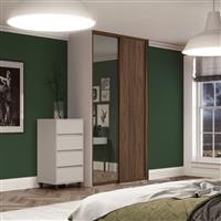 Spacepro Shaker 2 Door Sliding Wardrobe Kit and Mirror 1145 x 2260mm in Walnut Steel/MFC/Glass