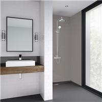 Wetwall Mermaid Composite Metro Tile Vertical Shower Wall Panel Mocha 2440mm x 1220mm in Tile Effect