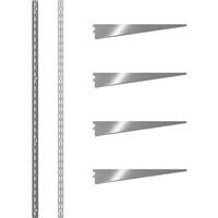 Rothley Krome Twin Slot Shelving Kit 1600mm Uprights (x2) & 470mm Brackets (x4) in Chrome Steel