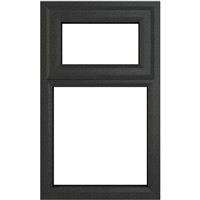 Crystal Casement uPVC Window Top Hung Opening Over Fixed Light 610mm x 1040mm Clear Double Glazing /White in Grey