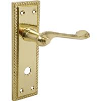 Unbranded Georgian Scroll Door Handles Bathroom Brass (Pair) in Gold