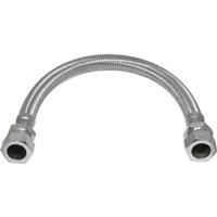 Flexible Connector 15 x 15mm 10mm Bore x 300mm in Chrome Brass