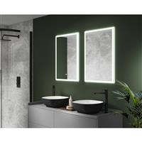 Sensio Eclipse Recessed LED Illuminated Mirror Bathroom Cabinet With Shaver Socket & USB port TrioTone 700 x 500mm in Black Mirrored Glass
