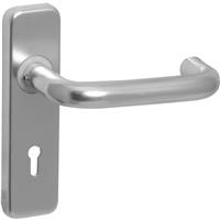 Eclipse Aluminium Round Bar Door Handles Lock Satin (Pair) in Silver