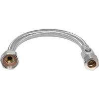 Unbranded Flexible Tap Connector with Isolating Valve 22mm x 3/4" 13mm Bore. 500mm in Chrome Rubber/Steel