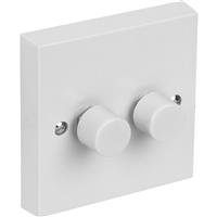 Axiom LED Dimmer Switch 2 Gang 2 Way in White Plastic