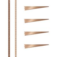 Rothley Bright Twin Slot Shelving Kit 1600mm Uprights (x2) & 270mm Brackets (x4) in Copper Steel