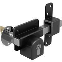 GateMate Euro Profile Long Throw Lock Double Locking 70mm in Black Stainless Steel