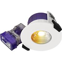 Luceco FType Ultra Dim2Warm Fire Rated LED Downlight 4/6W 460/690lm CCT Flat IP65 in White Steel