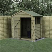 Forest Garden Overlap Pressure Treated Apex Shed - Double Door 7' x 5' in Natural Timber