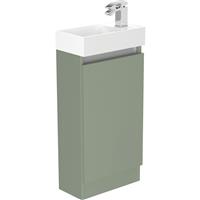 Newland Single Door Floor Standing Vanity Unit With Basin Sage 400mm in Green MFC