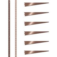 Rothley Antique Twin Slot Shelving Kit 1980mm Uprights (x2) & 270mm Brackets (x6)Brassed in Copper Steel
