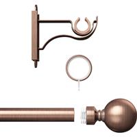 Rothley Curtain Pole Kit with Solid Orb Finials & Rings Antique 25mm x 1829mm in Copper Steel