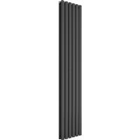 Azur Nero Duplex Designer Oval Tube Radiator 1800 x 360mm 3512Btu Anthracite in Anthracite Structure Steel