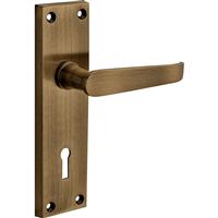 Hiatt Victorian Straight Door Handles Lock (Pair) in Antique Brass