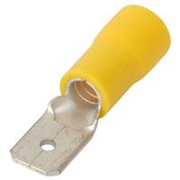 Spade Type Connectors Male 6mm (100 Pack) in Yellow