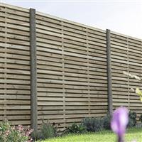 Forest Garden Pressure Treated Contemporary Double Slatted Fence Panel 6' x 6' (4 Pack) in Natural Timber