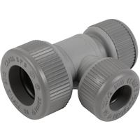 Unbranded Reducing Tee 22 x 15 x 15mm in Grey Plastic