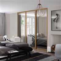 Spacepro Shaker 3 Door Sliding Wardrobe Kit Framed Mirror 2592 x 2260mm in Oak Steel/Glass