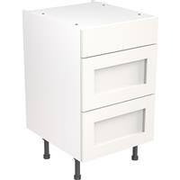 Kitchen Kit Flatpack Shaker Kitchen Cabinet Base 3 Drawer Unit Ultra Matt 500mm in White MFC