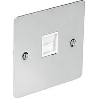 Axiom Flat Plate Polished Telephone Socket Master in Chrome Steel