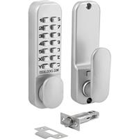 Codelocks CL155 Tubular Mortice Latch with Dual Function Backplate 60mm backset in Silver
