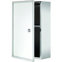 Croydex Lockable Single Door Stainless Steel Bathroom Cabinet 400 x 250 x 130mm in Chrome