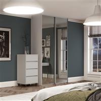 Spacepro Classic 2 Door Sliding Wardrobe Kit Dove Framed Mirror 1489 x 2260mm in Grey Steel/Glass