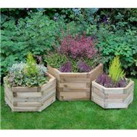 Forest Garden York Hexagonal Planter Set (3 Piece) Timber