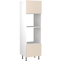 Kitchen Kit Flatpack Slab Kitchen Cabinet Tall Oven & Microwave Unit Super Gloss 600mm in Cashmere MFC