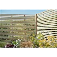 Forest Garden Pressure Treated Contemporary Slatted Fence Panel 6' x 5' (4 Pack) in Natural Timber