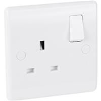 BG 13A Low Profile Switched Socket 1 Gang Single Pole in White Plastic