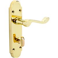 Eclipse Beaufort Door Handles Bathroom (Pair) in Brass