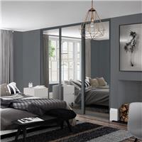 Spacepro Shaker 3 Door Sliding Wardrobe Kit Graphite Framed Mirror 2136 x 2260mm in Grey Steel/Glass