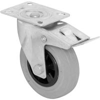 MOVE IT Swivel Wheel with Brake Castor 75mm 50kg in Grey Rubber