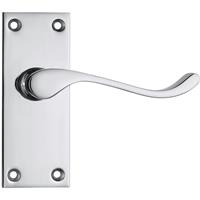 Lockworks Victorian Scroll Door Handle Short Latch Polished (Pair) in Chrome