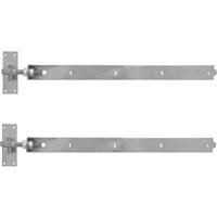 GateMate Adjustable Band & Hook on Plate 750mm Galvanised (2 Pack) in Silver Galvanised Steel