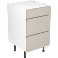 Kitchen Kit Flatpack J-Pull Kitchen Cabinet Base 3 Drawer Unit Super Gloss 500mm in Light Grey MFC