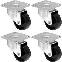 MOVE IT Light Duty Castor 41mm Plate (4 Pack) in Silver Polypropylene