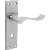 Unbranded Victorian Scroll Door Handles Bathroom Satin (Pair) in Silver Zinc Alloy