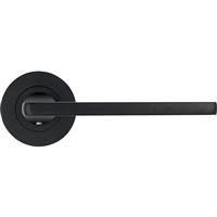 Stanza Leon on Rose Door Handles Matt (Pair) in Black Aluminium