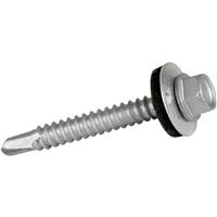 TechFast Hex/Washer Self Drilling Roof Screw 5.5 x 70mm (100 Pk) in Silver Rubber/Steel