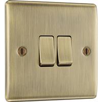 BG Nexus Metal Switch 2 Gang 2 Way (20A-16AX) in Antique Brass Plastic